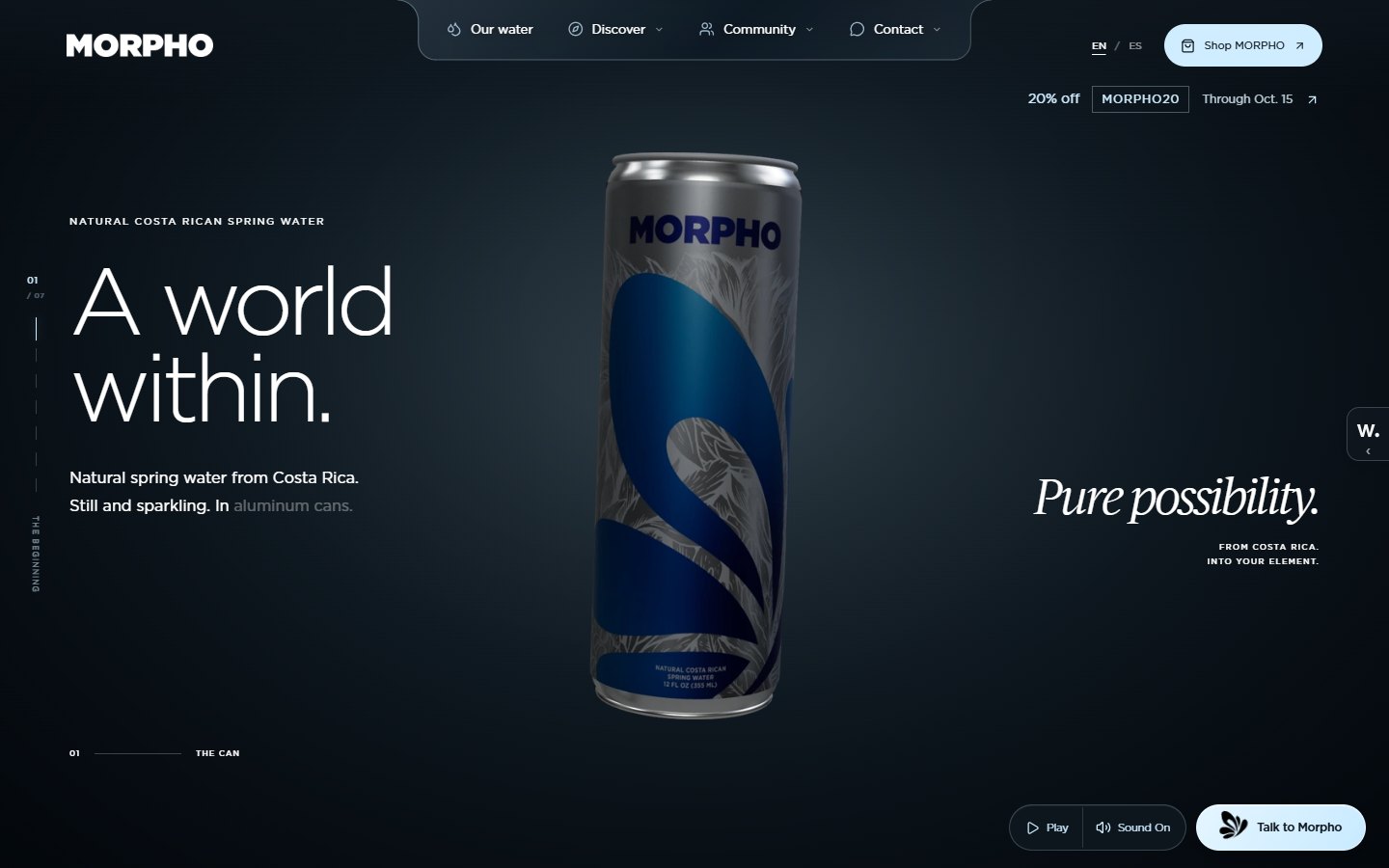 MORPHO, Natural Spring Water — E-Commerce, Brand Website